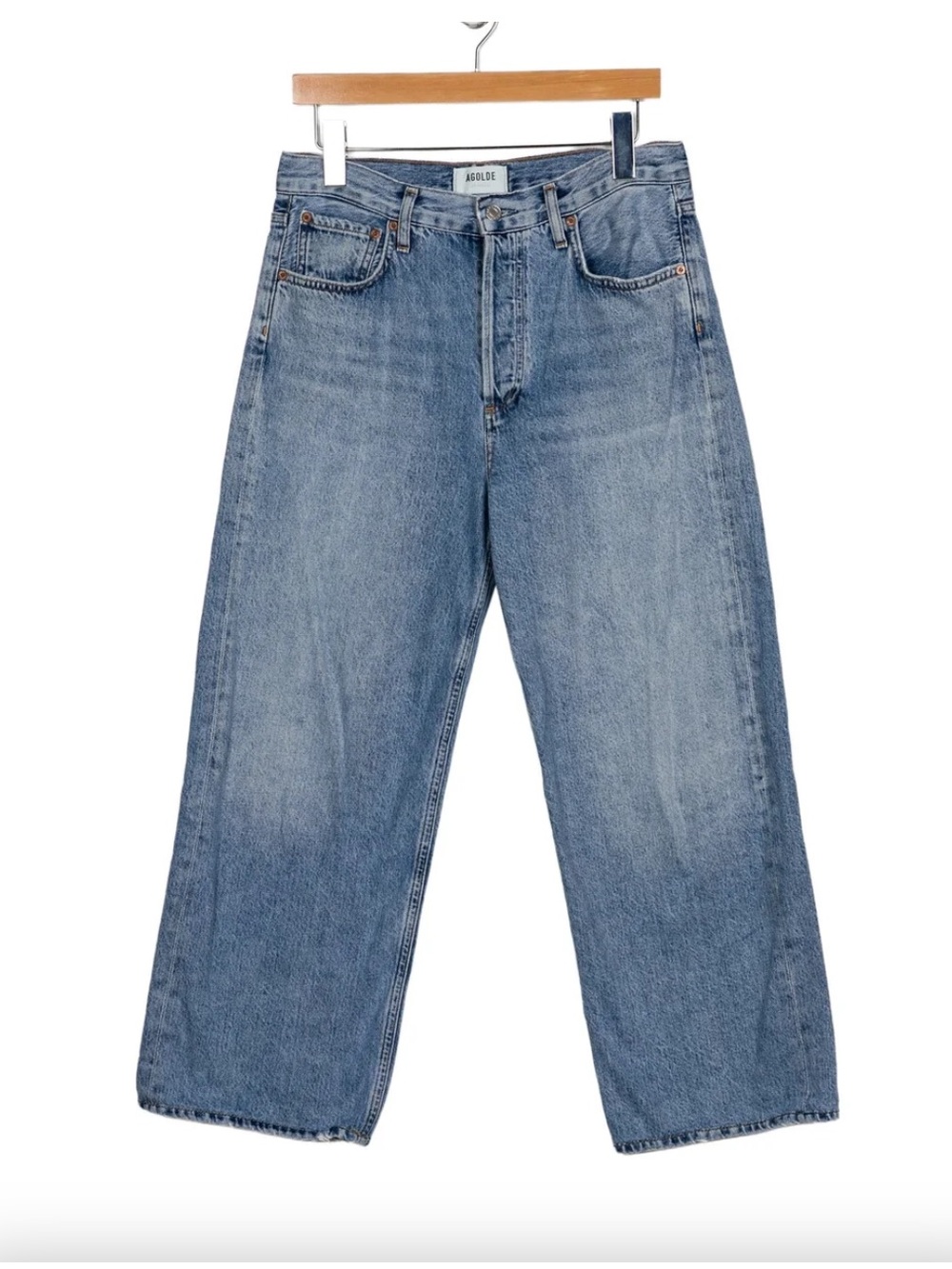 AGOLDE Ren Jeans Size 28 High Rise Straight Leg Light Wash Cropped 90s Denim - Picture 2 of 3